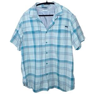 Columbia Mens Plaid Button Up - Blue - Size Large
